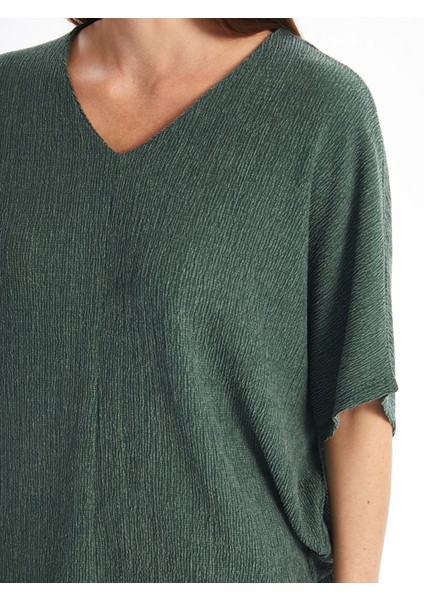 Yeni Sezon V Yaka Oversize Kadın Tişört modelleri