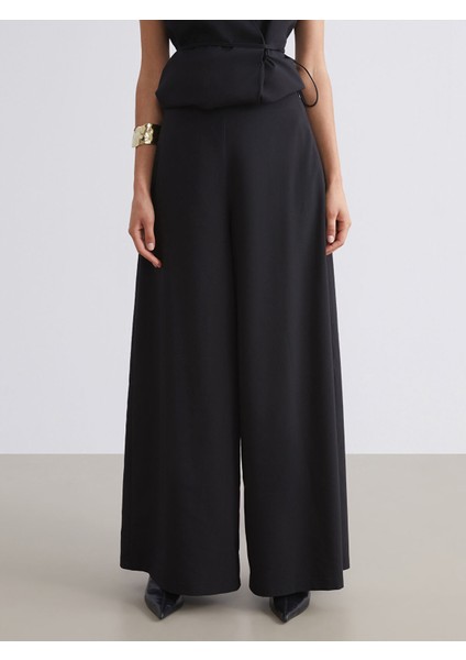 Yeni Sezon Beli Fermuarlı Geniş Paça Kadın Pantolon fiyatları