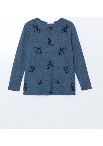 Yeni Sezon Bisiklet Yaka Nakışlı Kadın Bluz indirimleri