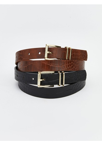 Yeni Sezon Deri Görünümlü Kadın Kemer 2'li