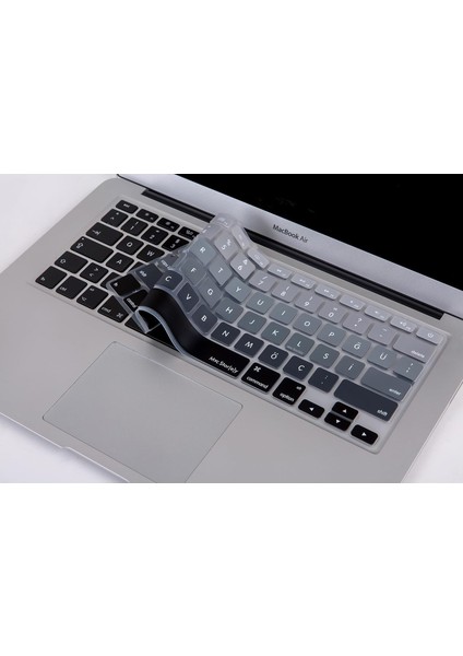 MacBook Air Pro Klavye Koruyucu Yıkanabilir Silikon Us Dikdörtgen Enter Amerikan Ingilizce Için Türkçe Q Klavye Koruyucu Air Pro Eski USB Li Model 2008/2017 Uyumlu Siyah Gri