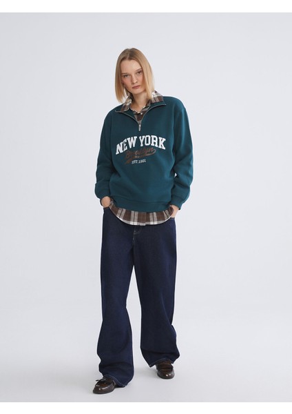 Yeni Sezon New York Baskılı Oversize Kadın Kalın Sweatshirt fiyatları
