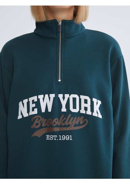 Yeni Sezon New York Baskılı Oversize Kadın Kalın Sweatshirt modelleri