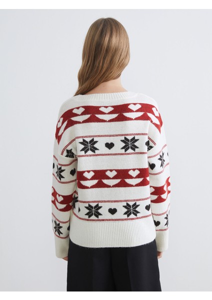 Yeni Sezon Bisiklet Yaka Desenli Kadın Triko Kazak fırsatları