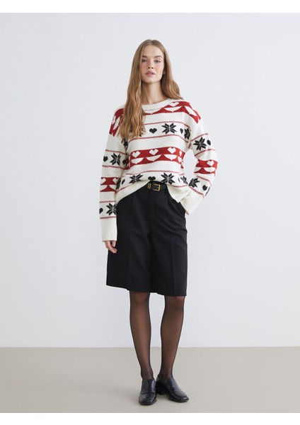 Yeni Sezon Bisiklet Yaka Desenli Kadın Triko Kazak fiyatları