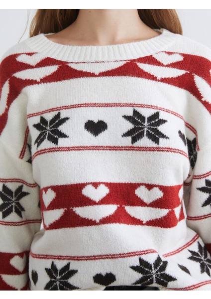 Yeni Sezon Bisiklet Yaka Desenli Kadın Triko Kazak modelleri