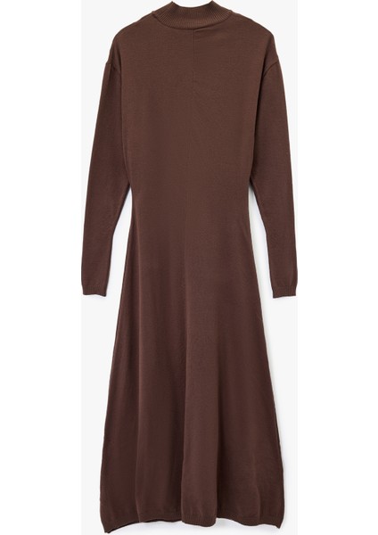 Uzun Kollu Hafif Dik Yaka Uzun Triko Elbise fiyatları