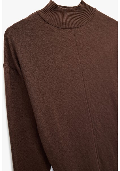 Uzun Kollu Hafif Dik Yaka Uzun Triko Elbise modelleri