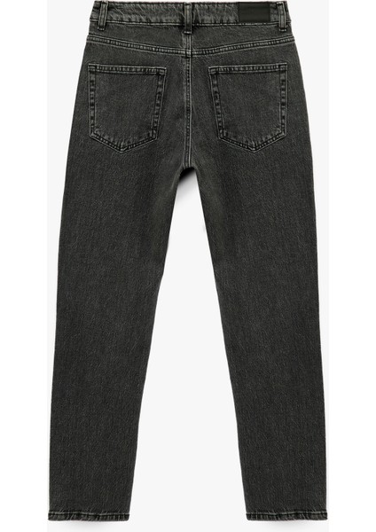 Slim Fit Cepli Düğmeli Pamuklu Yıkamalı Düz Paça Jean Pantolon - Straight Jeans fırsatları