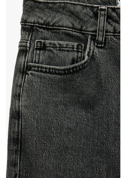 Slim Fit Cepli Düğmeli Pamuklu Yıkamalı Düz Paça Jean Pantolon - Straight Jeans