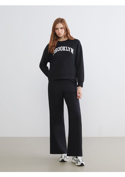 Yeni Sezon Beli Lastikli Geniş Paça Kadın Pantolon