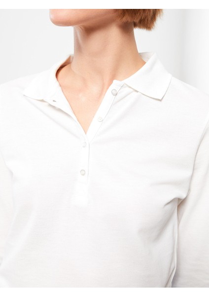 Yeni Sezon Polo Yaka Düz Uzun Kollu Pike Kadın Tişört fırsatları