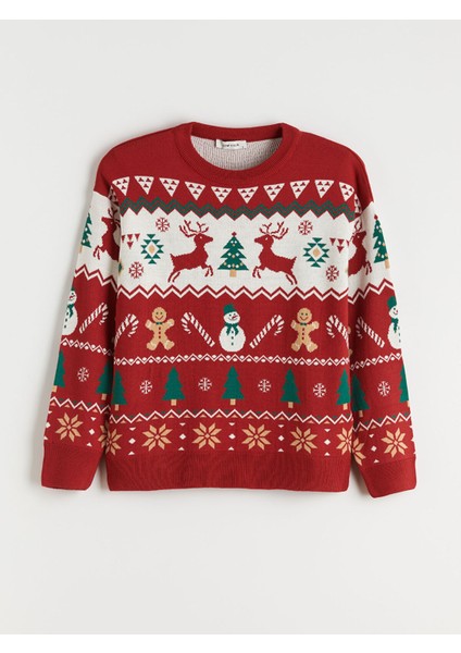 Yeni Sezon Bisiklet Yaka Yılbaşı Temalı Kadın Triko Kazak indirimleri