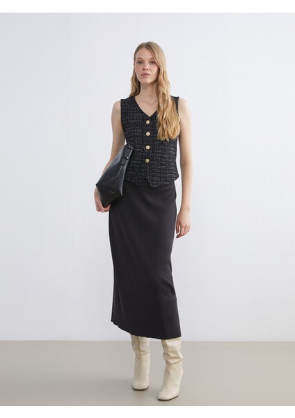 Yeni Sezon V Yaka Ekose Kadın Yelek fiyatları