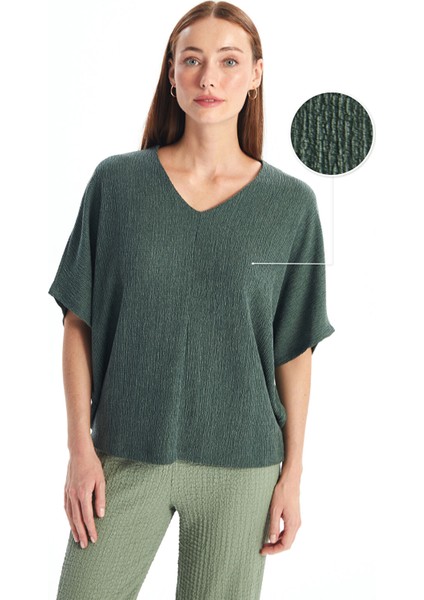 Yeni Sezon V Yaka Oversize Kadın Tişört