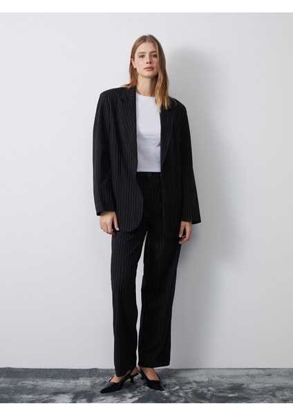 Yeni Sezon Loose Fit Çizgili Kadın Pantolon