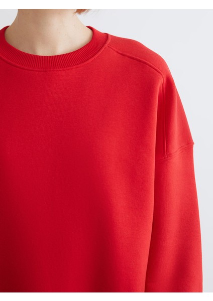 Yeni Sezon Bisiklet Yaka Oversize Kadın Kalın Sweatshirt modelleri