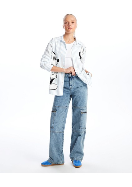 Yeni Sezon Standart Fit Kadın Kargo Jean Pantolon