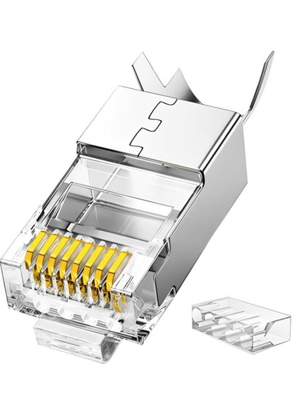 Cat7 10 Gigabit Metal Ethernet Konnektörü Altın Kaplama Korumalı 25 Adet