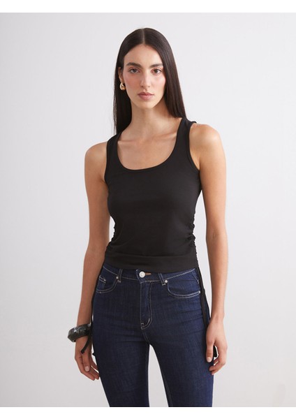 Yeni Sezon Kare Yaka Büzgülü Kadın Atlet 2'li modelleri