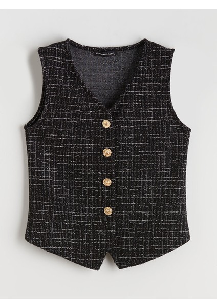 Yeni Sezon V Yaka Ekose Kadın Yelek indirimleri