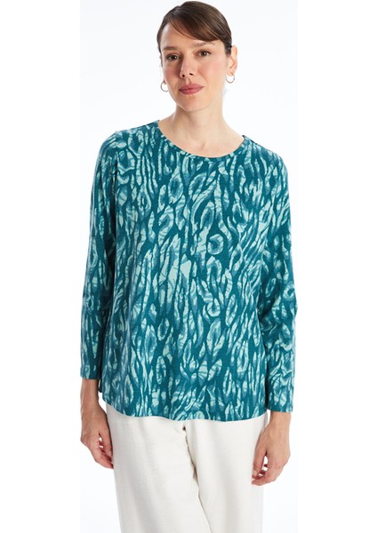 Yeni Sezon Bisiklet Yaka Desenli Kadın Tişört