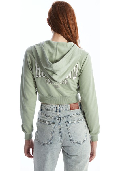 Yeni Sezon Kapüşonlu Baskılı Kadın Fermuarlı Sweatshirt fırsatları