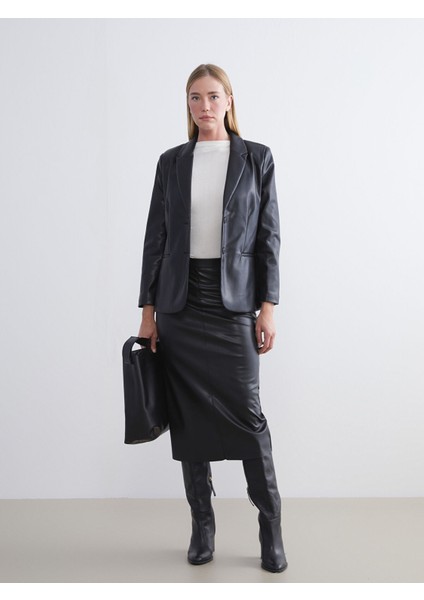 Yeni Sezon Kadın Deri Görünümlü Blazer Ceket fiyatları