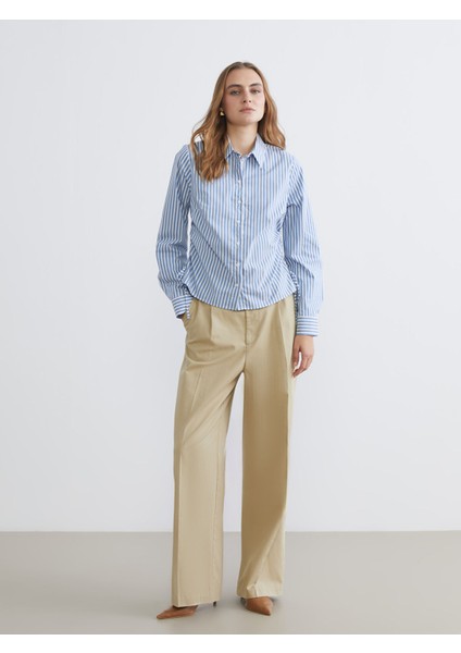 Yeni Sezon Çizgili Büzgülü Kadın Gömlek fiyatları