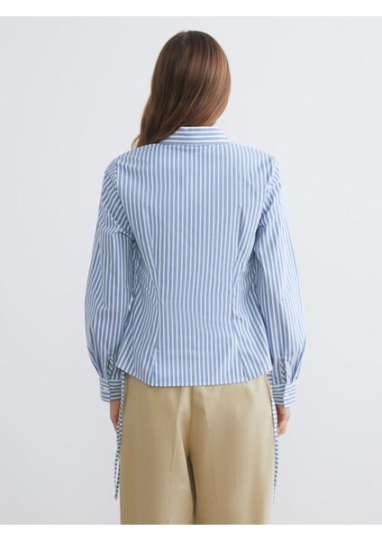 Yeni Sezon Çizgili Büzgülü Kadın Gömlek fırsatları
