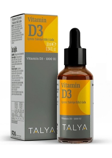 Talya Vitamin D3 Içeren Takviye Edici Gıda Damla, 1000 Iu, 10 ml modelleri