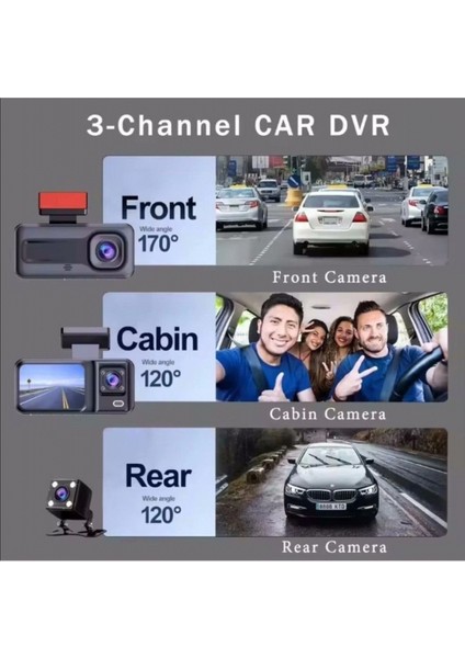 Üç Kameralı Ön Iç Arka Araç Içi Kamera Wifi Viidure App Mpıa CC38 64GB indirimleri