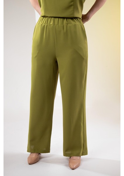 Kadın Büyük Beden V Yaka Düğmeli 2'li Takım Yeşil indirimleri