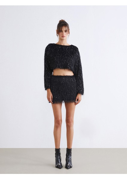 Yeni Sezon Bisiklet Yaka Crop Kadın Tüylü Triko Kazak fiyatları