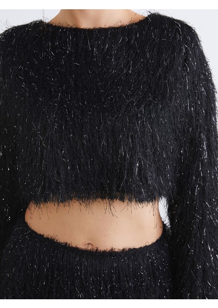 Yeni Sezon Bisiklet Yaka Crop Kadın Tüylü Triko Kazak modelleri