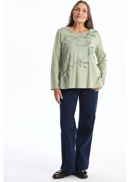 Yeni Sezon Bisiklet Yaka Baskılı Uzun Kollu Kadın Tişört fiyatları