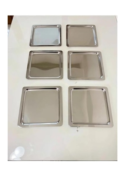 Metal Kare Tepsi Sunumluk, Kahve ve Çay Saati Sunumu Için Şık Tepsi, Dayanıklı ve Temizlenen Mutfak ve Misafir Odası Aksesuarı (Gümüş) modelleri
