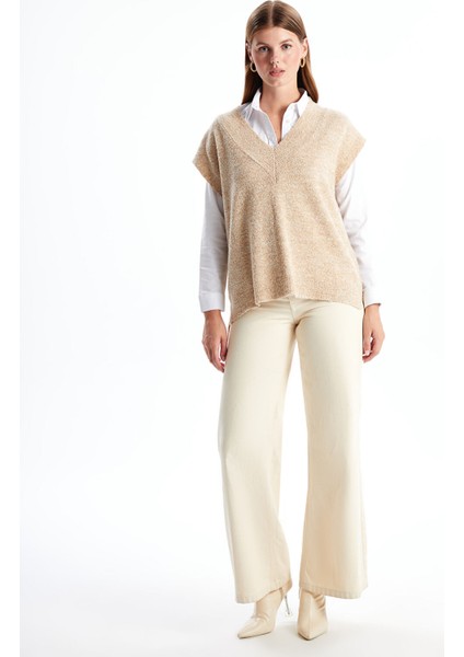 Yeni Sezon Kadın V Yaka Düz Triko Süveter fiyatları