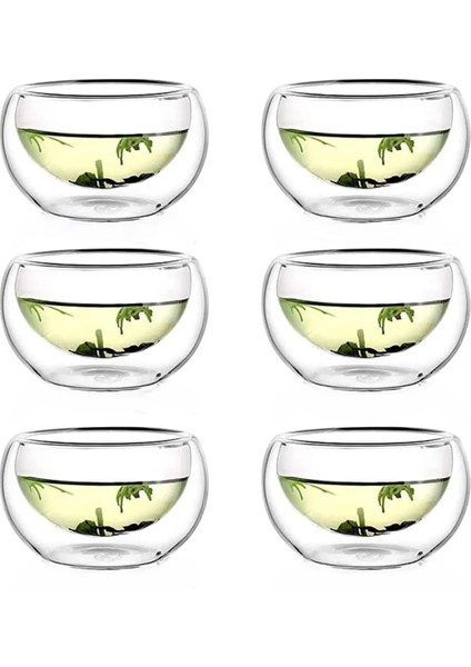 6'lı 100 ml Çift Cidarlı Cam Reçellik, Sunumluk ve Çerezlik Mini Kase Seti – Şık ve Fonksiyonel Tasarım-Kahvaltılık ve Sosluk