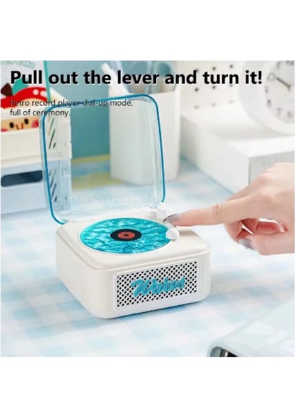 Nostalji Mini Plak Görünümlü Radyolu Bluetooth Hoparlör 3D Ses Dalgası Retro Müzik Plak Beyaz fiyatları
