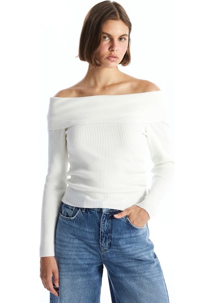 Yeni Sezon Kayık Yaka Kadın Triko Kazak