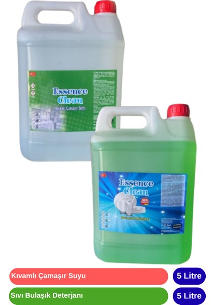 Temizlik Seti 2 Parça-Bulaşık Deterjanı 5 Lt-Kıvamlı Çamaşır Suyu 5 Lt