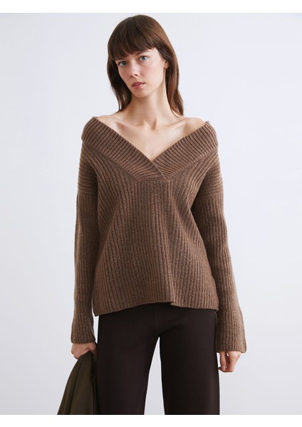 Yeni Sezon V Yaka Kadın Triko Kazak