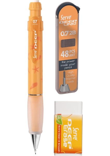 Doğa Desenli Deep, Deep Silgi ve Deep Min, 0.7 Mm, Hardal Sarısı