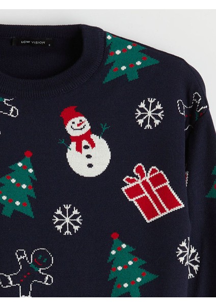 Yeni Sezon Bisiklet Yaka Yılbaşı Temalı Kadın Triko Kazak indirimleri