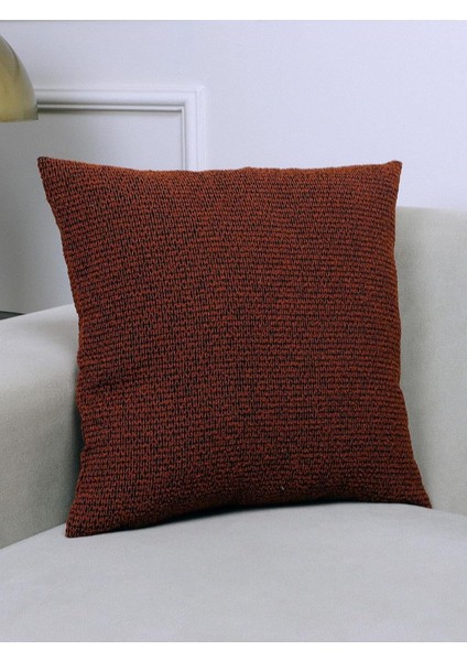 Kiremit Renkli Jakar Desenli 45X45 Kare Kırlent Kılıfı 45 x 45