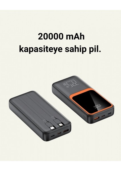 Powerbank 20000 Mah | 22.5W Hızlı Şarj, Dahili Kablolu, LCD Ekranlı Şarj Cihazı fiyatları