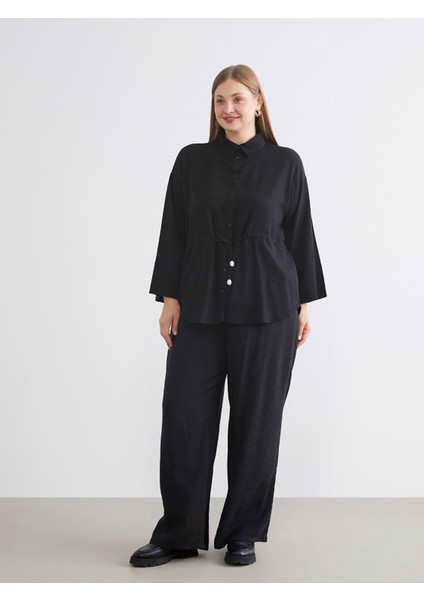 Yeni Sezon Beli Lastikli Geniş Paça Kadın Pantolon