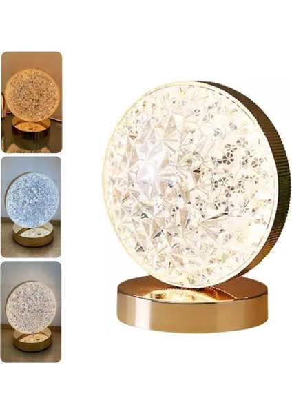 Yuvarlak Dekoratif 3 Mod Renkli Masa Lambası Dokunmatik Dimerli LED Gece Işığı