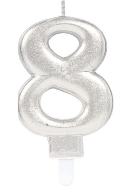 8 Rakam Mum Gümüş Renk